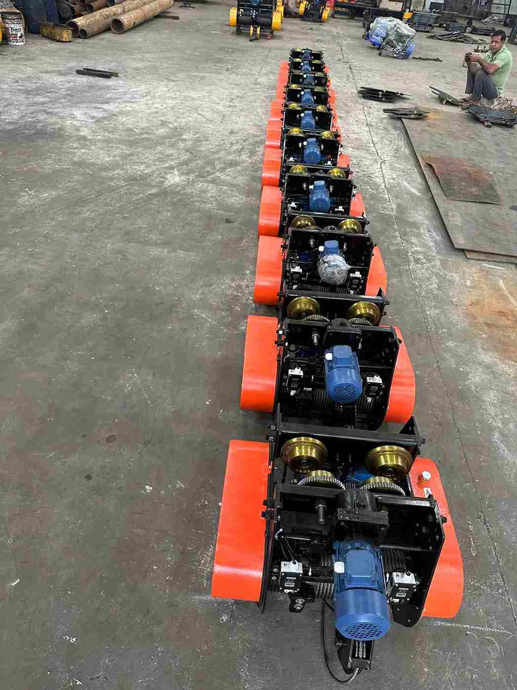 Wire rope hoist in manufacturing factory