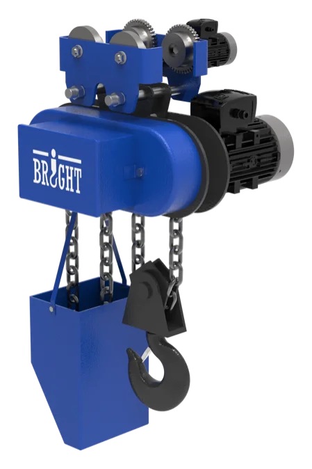 Motorized trolley chain hoist with chain bag